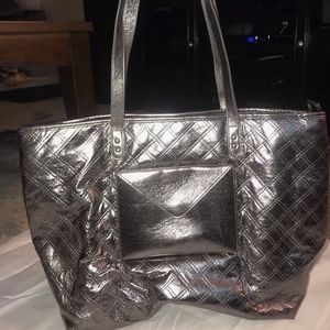 Silver Metallic Tote Bag
